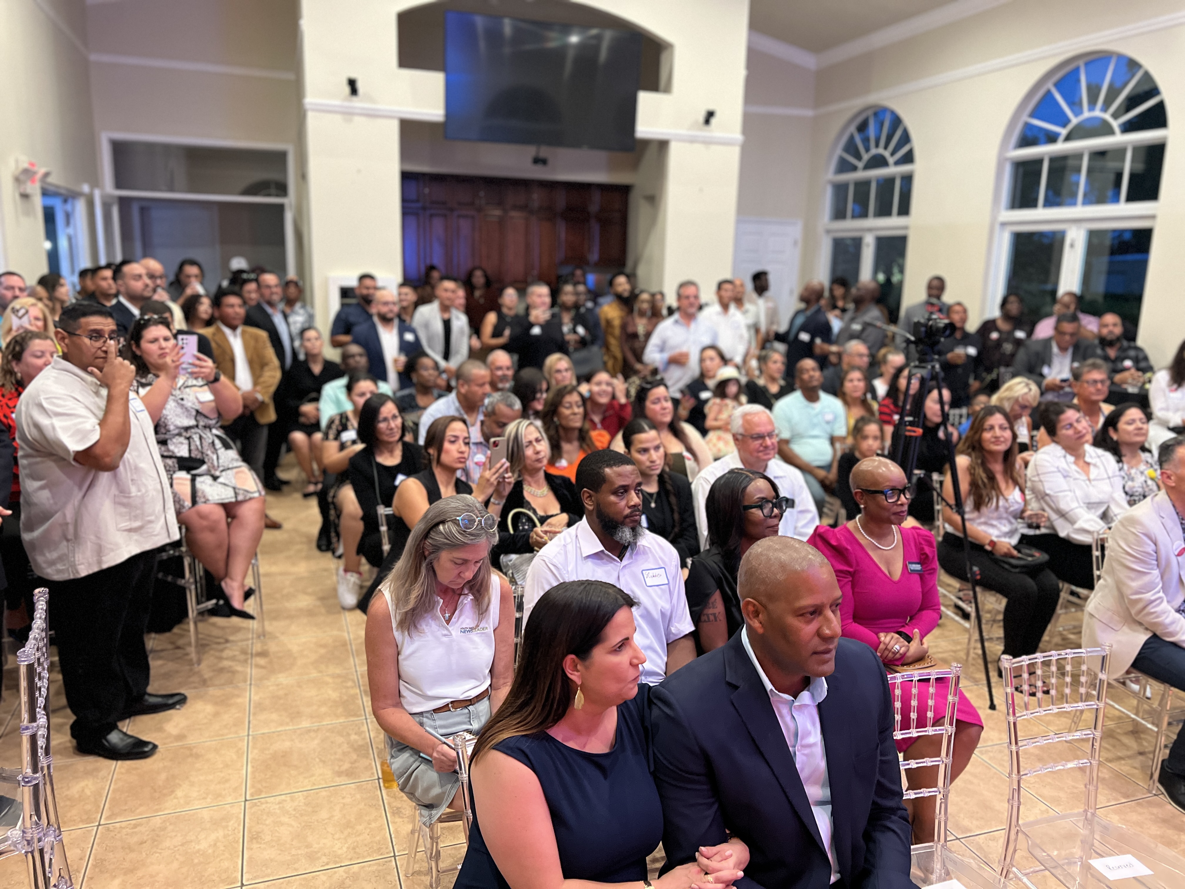 Community members attending Julio Guzman's campaign kickoff
